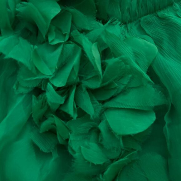 Zara Women 100% Silk Halter Neck Emerald Green Floral Detail A-Line Dress Size L - Picture 9 of 16